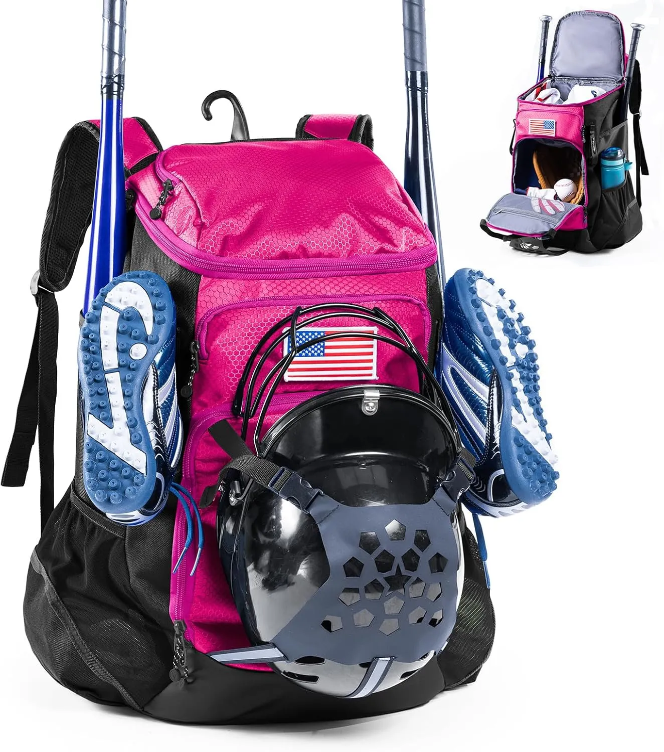 | Baseball Bag Softball Bat Bag, Double-layer Baseball Backpack Adult with Gear Klip To Hold Baseball Glove, Baseball Essential Gear, Youth Baseball Bag for Boys, Girls, Baseball Accessories