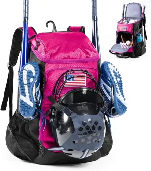 | Baseball Bag Softball Bat Bag, Double-layer Baseball Backpack Adult with Gear Klip To Hold Baseball Glove, Baseball Essential Gear, Youth Baseball Bag for Boys, Girls, Baseball Accessories