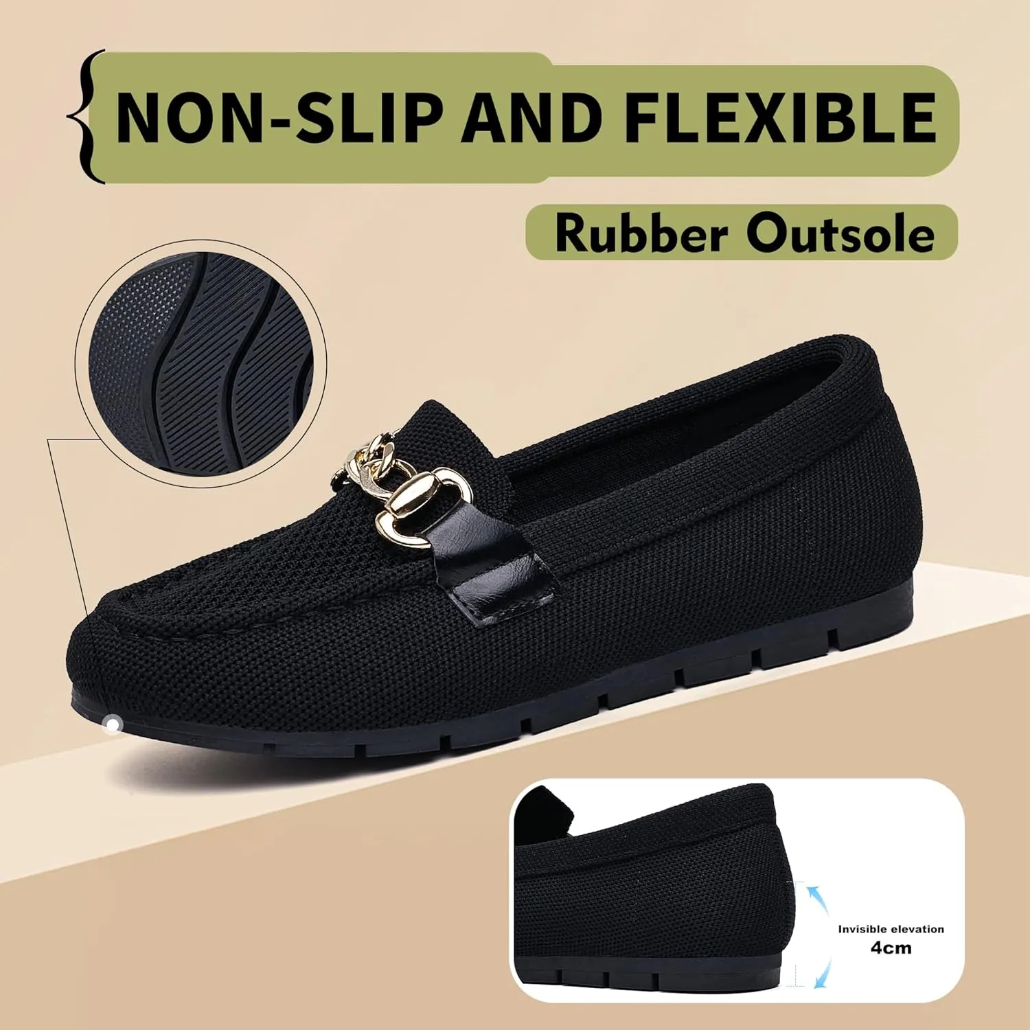 ABEJOJO Women's Loafer Shoes, Comfortable Slip on Casual Flat Penny Shoes for Walking, Driving, Dressy