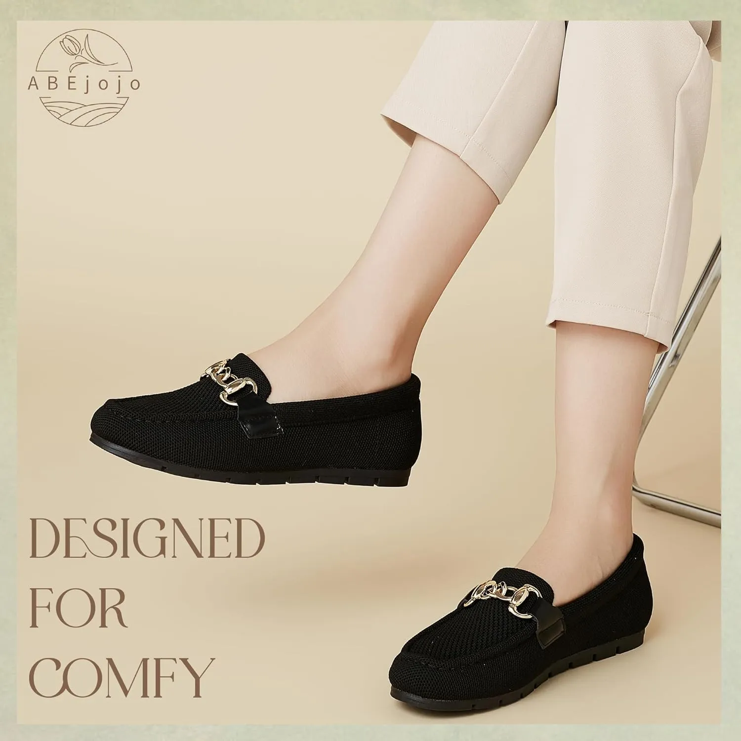 ABEJOJO Women's Loafer Shoes, Comfortable Slip on Casual Flat Penny Shoes for Walking, Driving, Dressy