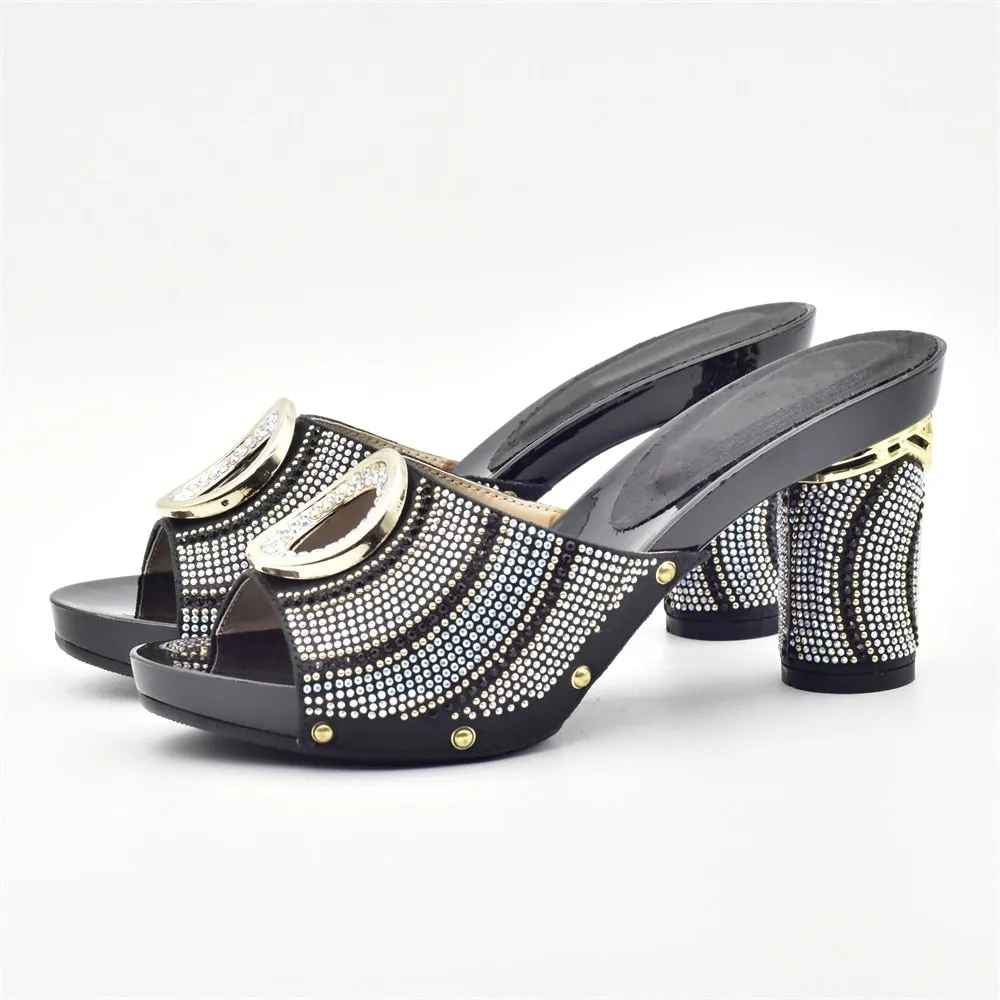 Amelie Crystal Sequin Mule Sandal Slippers