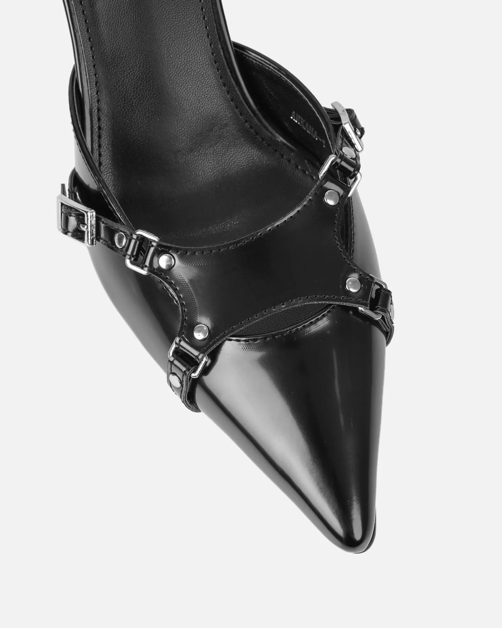 Ankana Black Buckle Detail Mule Court Shoes