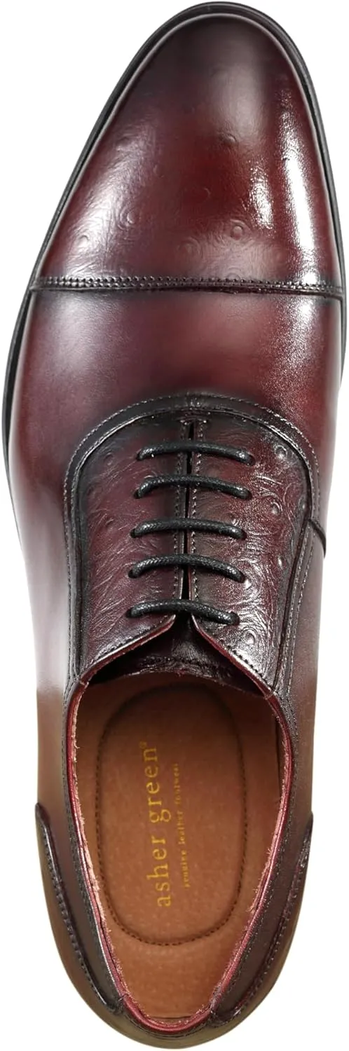 Asher Green AG114 Men's Genuine Leather Oxfords, Cap Toe, Lace Up, Brogue - Teal, Tan, Brown, Green, Grey