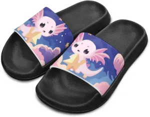 Axolotls Kids Sandals Summer Non Slip Open Toe Slippers for Boys Girls Cute Shower Beach Shoes Soft Footbed One Slide Sandal Lightweight Casual Outdoor Indoor Slipper