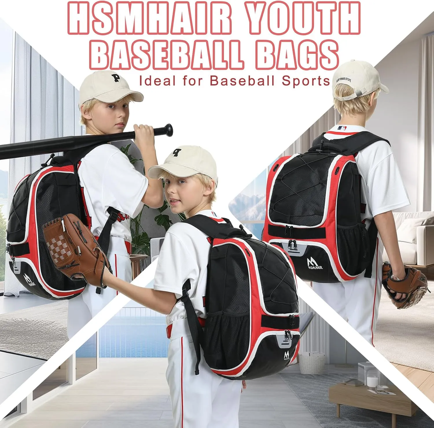 Baseball Bag-Baseball Backpack Holder for Baseball, Large Main Compartment,Softball Tball& Gear for Youth and Adults