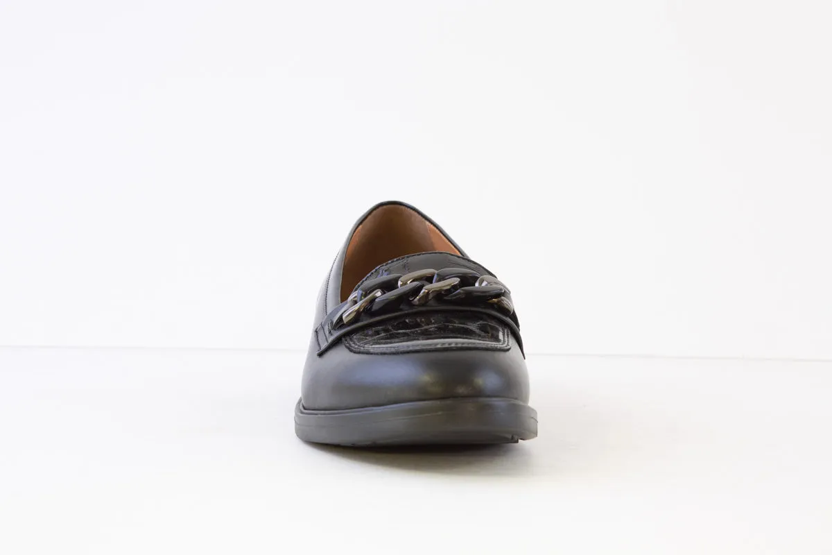 BIOECO - 6401 LOW HEEL LOAFER - BLACK LEATHER/PATENT