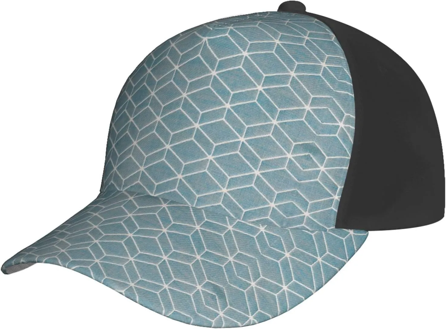 Blue Lattice Print Baseball Cap for Men and Women – Curved Brim, Perfect for Outdoor, Sports, Travel, and Four Seasons