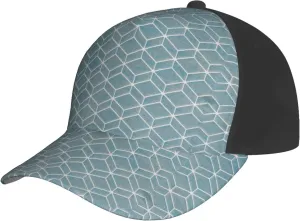 Blue Lattice Print Baseball Cap for Men and Women – Curved Brim, Perfect for Outdoor, Sports, Travel, and Four Seasons