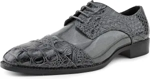 Bolano Bandit, Cap Toe Oxford Dress Shoes for Men, Men's Formal Dress Shoes with Alligator Print, Croc Folded Oxfords