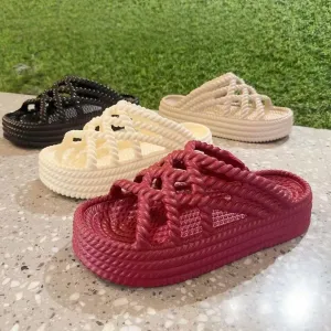 Braided Sandals for Women Stylish Comfortable Non Slip Rope Sandals Summer Beach slippers for Women 2025
