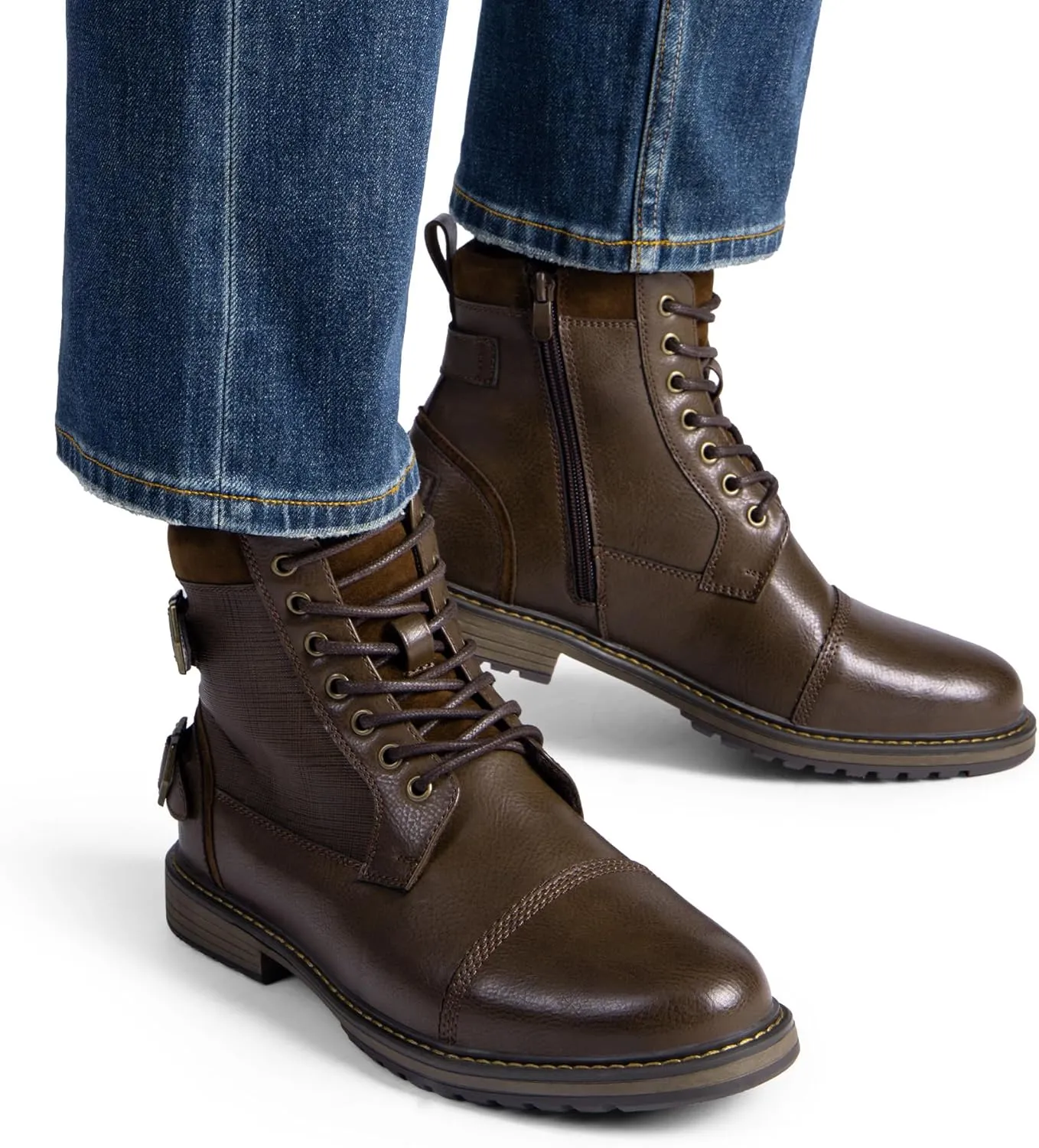 Bruno Marc Men's Motorcycle Boots Oxford Dress Boot