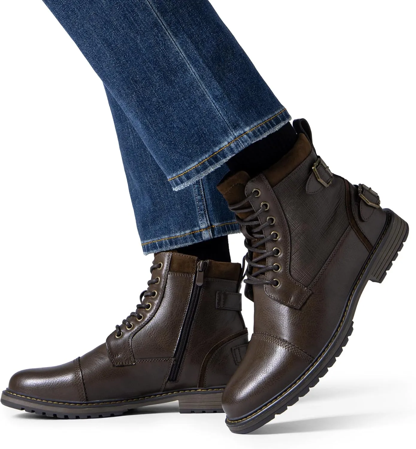 Bruno Marc Men's Motorcycle Boots Oxford Dress Boot