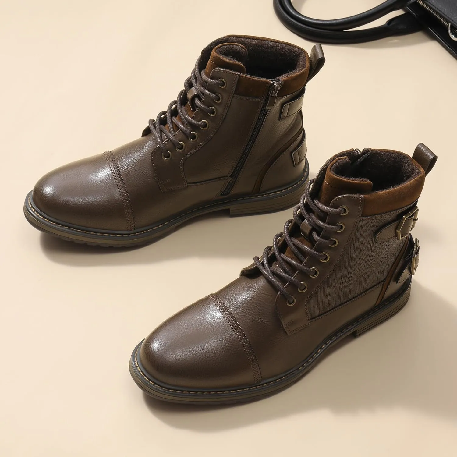 Bruno Marc Men's Motorcycle Boots Oxford Dress Boot