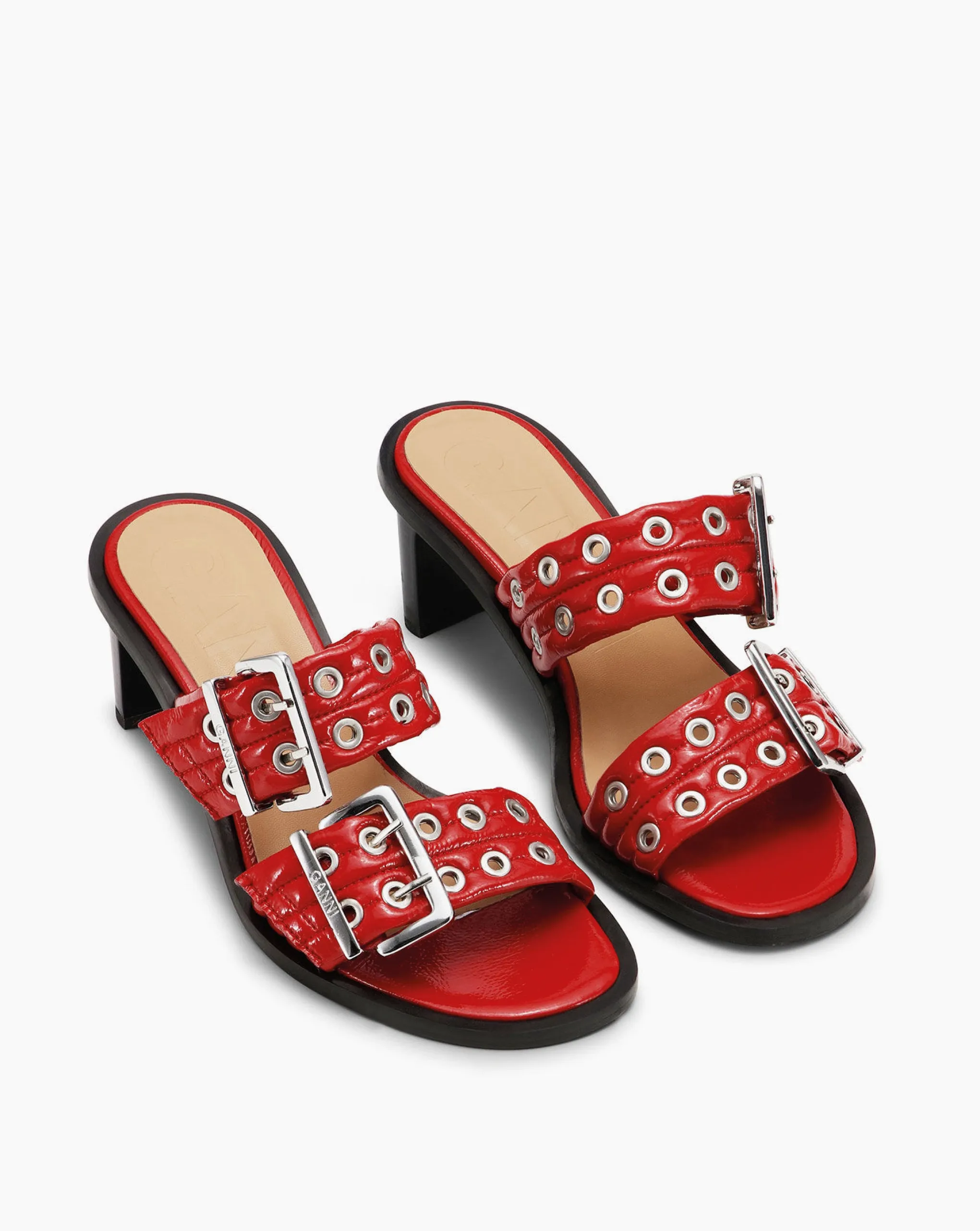 Buckle Heel Mule Red
