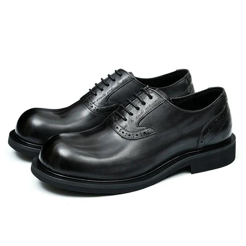 Calf Leather Oxford Shoes for Men Large Toe