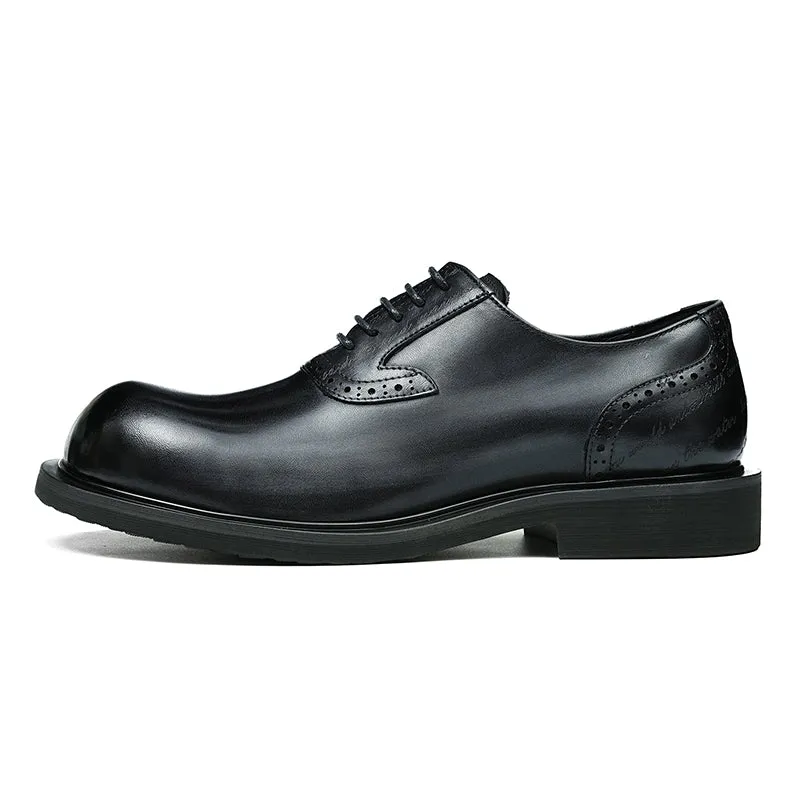 Calf Leather Oxford Shoes for Men Large Toe