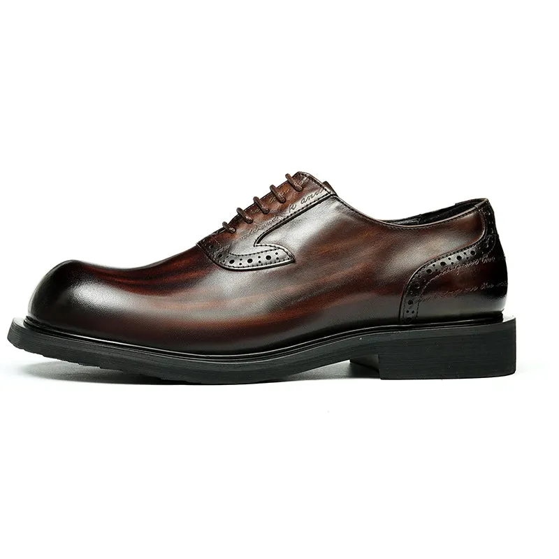 Calf Leather Oxford Shoes for Men Large Toe