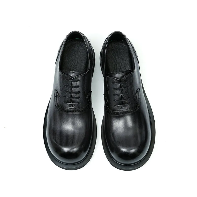Calf Leather Oxford Shoes for Men Large Toe