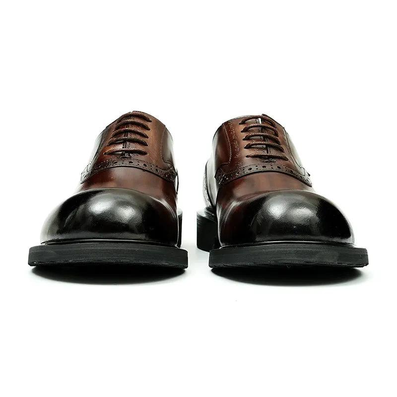 Calf Leather Oxford Shoes for Men Large Toe