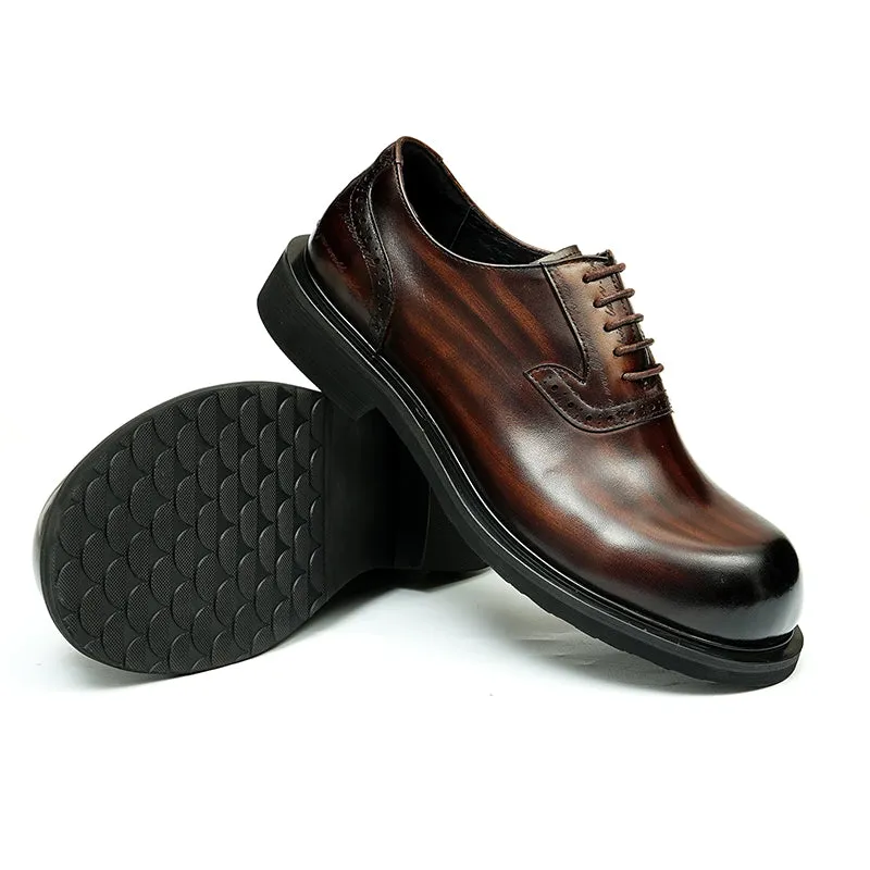 Calf Leather Oxford Shoes for Men Large Toe