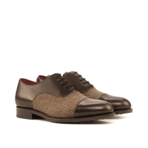 Cap Toe Oxford in Tweed and Dark Brown Calf