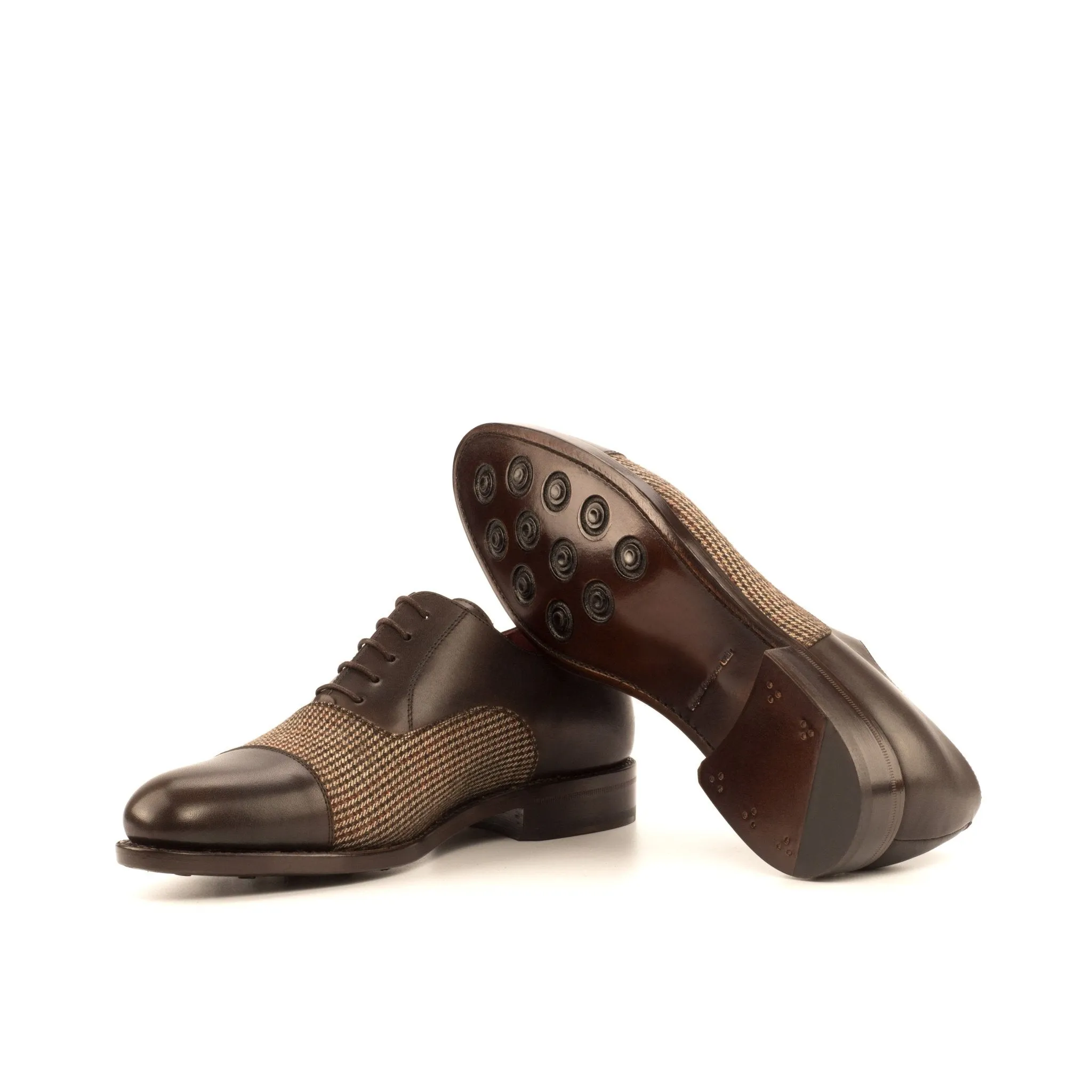 Cap Toe Oxford in Tweed and Dark Brown Calf