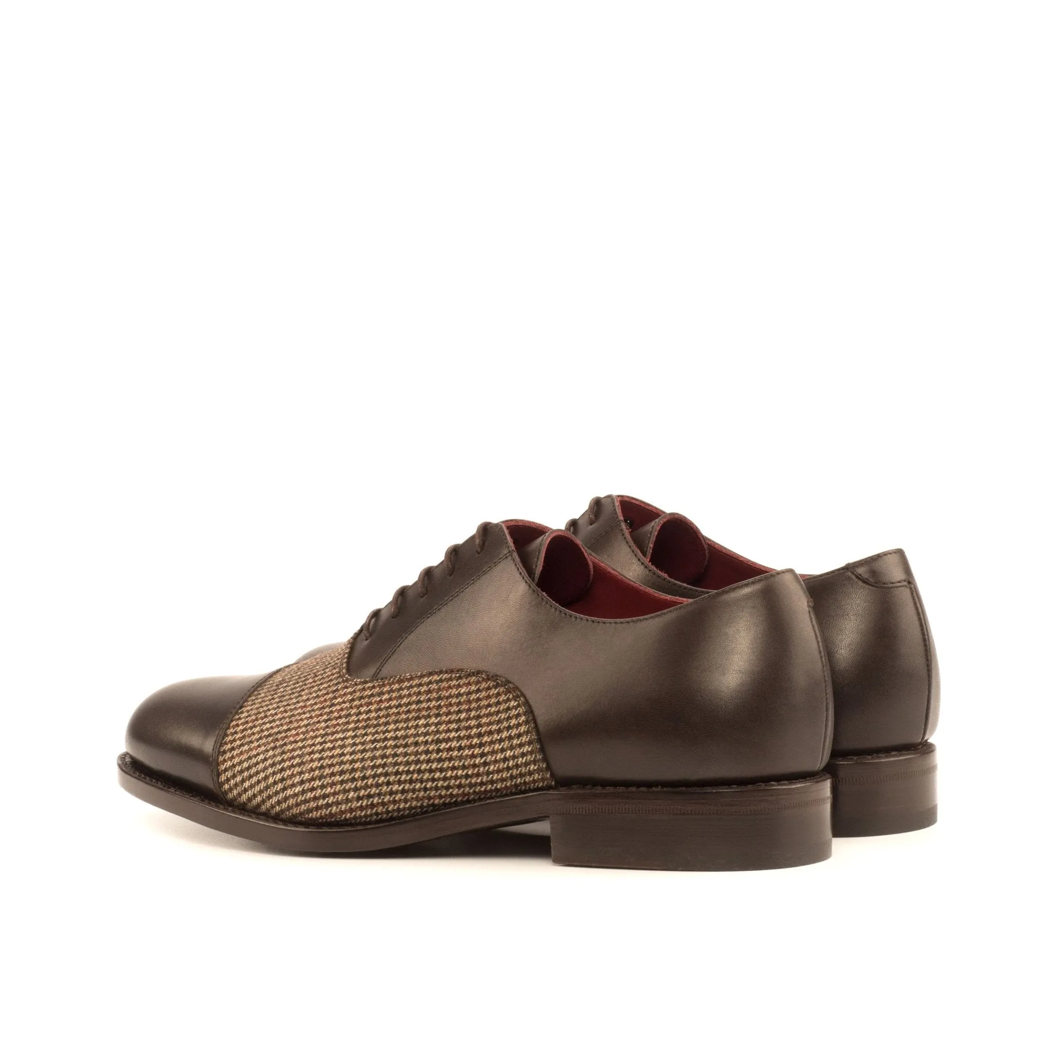 Cap Toe Oxford in Tweed and Dark Brown Calf