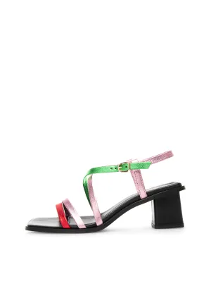 Carrie - Leather - Green/Pink/Red Metallic - Green/Pink/Red