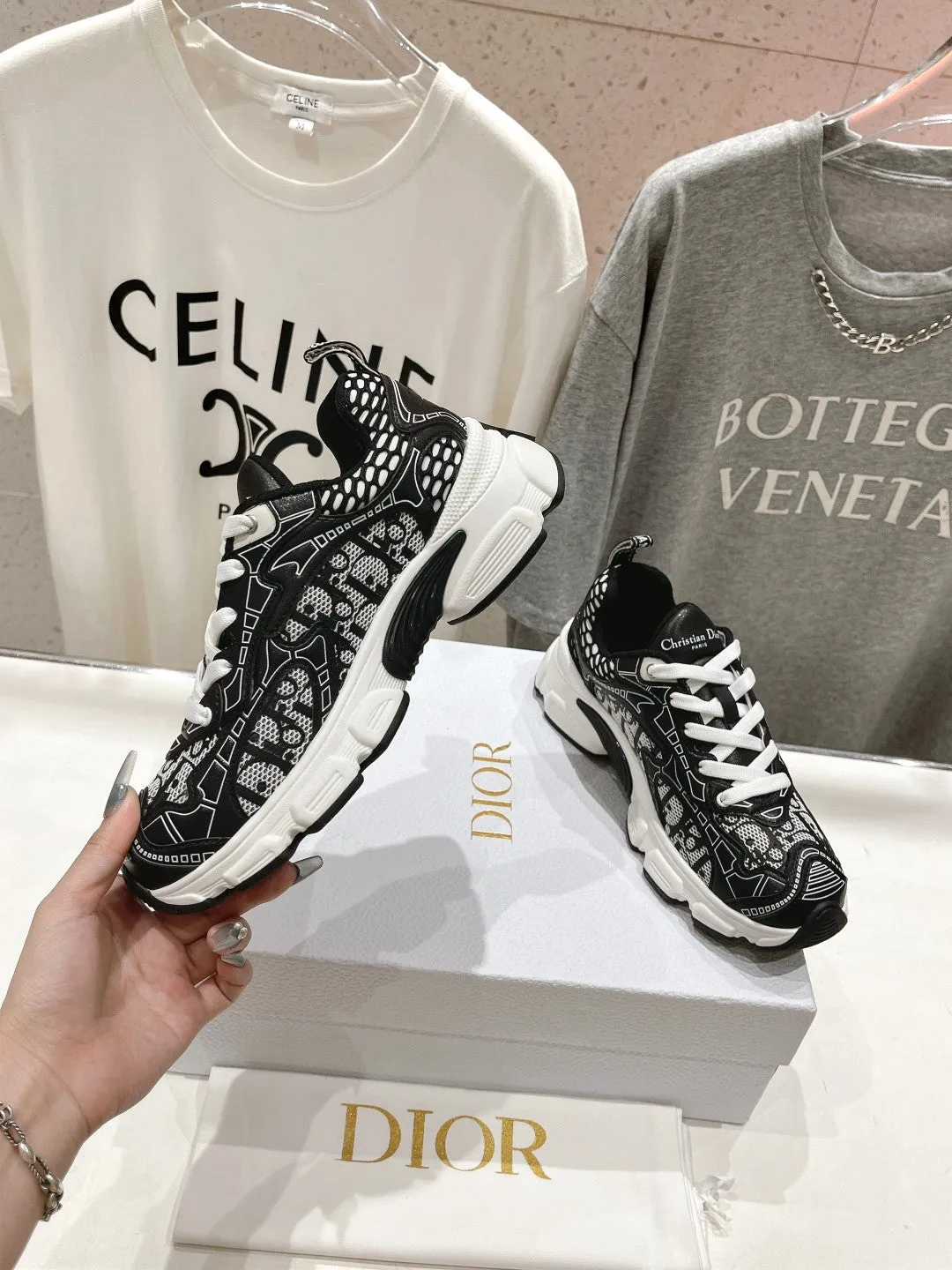 CD Vibe Sneaker Black Polyester Mesh Fabric And Cowhide