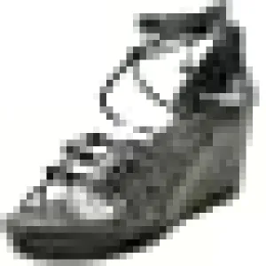 CHARLES DAVID Vegas Black Leather Strappy Low Platform Tie Up Wedge Sandals (Black Smooth, 6)