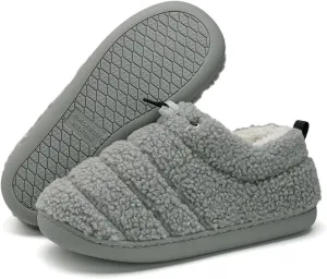 ChayChax Women Men Fuzzy Curly Loafer Slippers Memory Foam Adjustable Closed Back House Shoes with Fleece Lining for Indoor Outdoor