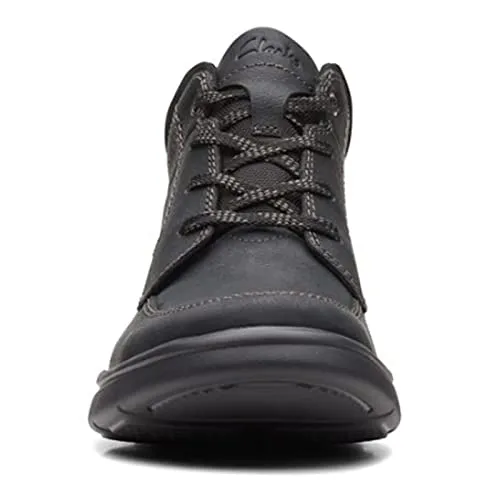 Clarks Men's Bradley Mid Oxford Boot, Black Tumbled Leather, 12
