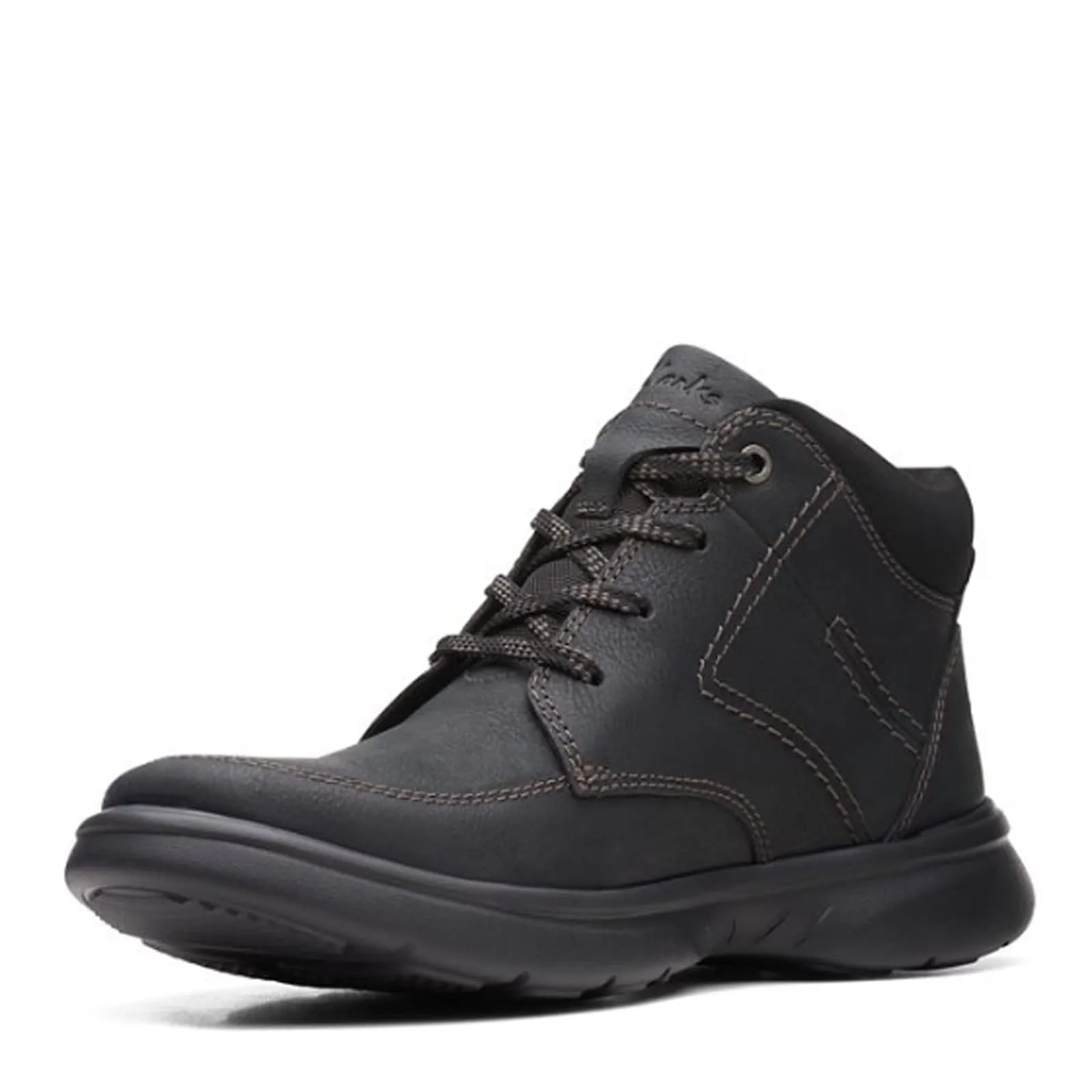 Clarks Men's Bradley Mid Oxford Boot, Black Tumbled Leather, 12