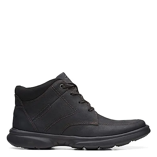 Clarks Men's Bradley Mid Oxford Boot, Black Tumbled Leather, 12