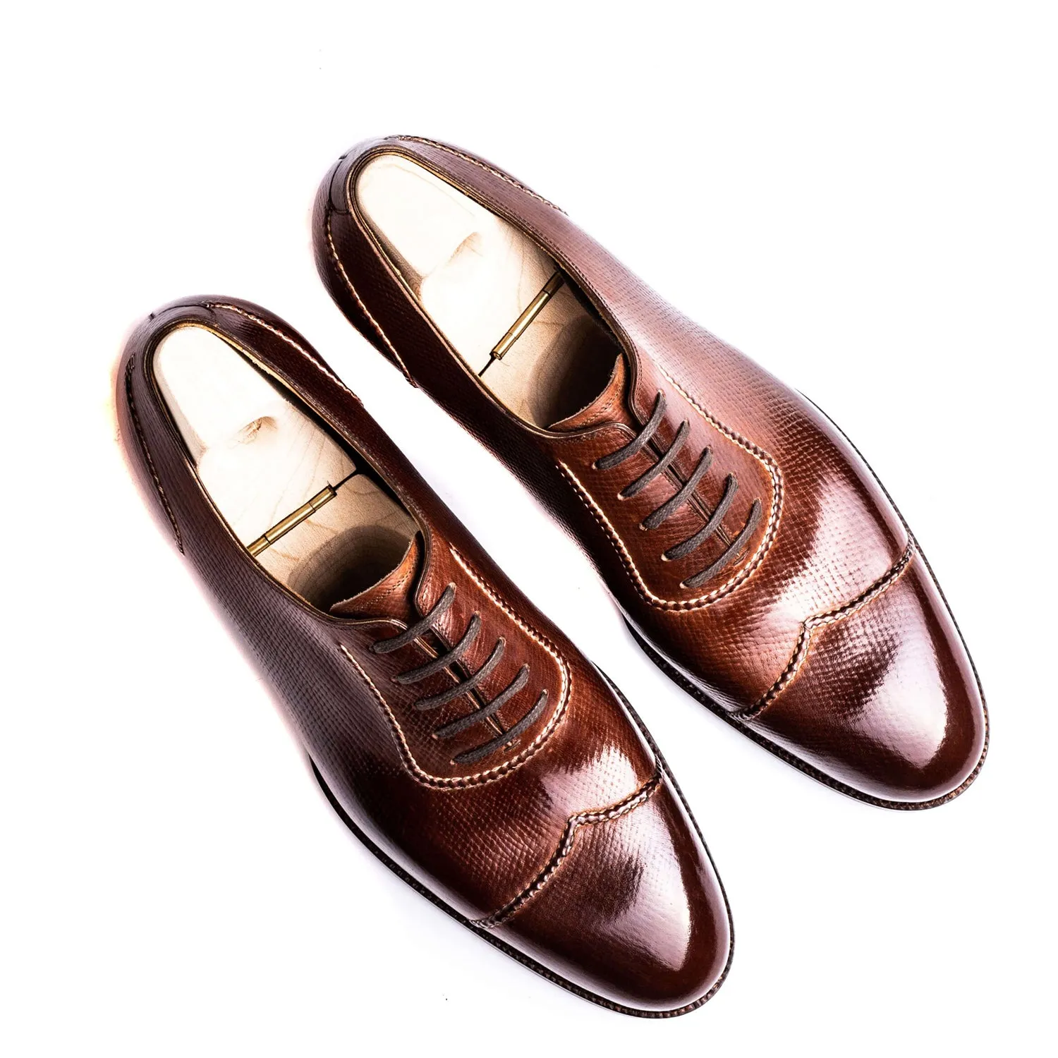 Classic Cap-Toe Shiny Leather Oxford Shoes