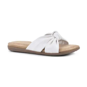 CLIFFS BY WHITE MOUNTAIN Favorite Women's Slide Sandal, White/Smooth, 8.5 M