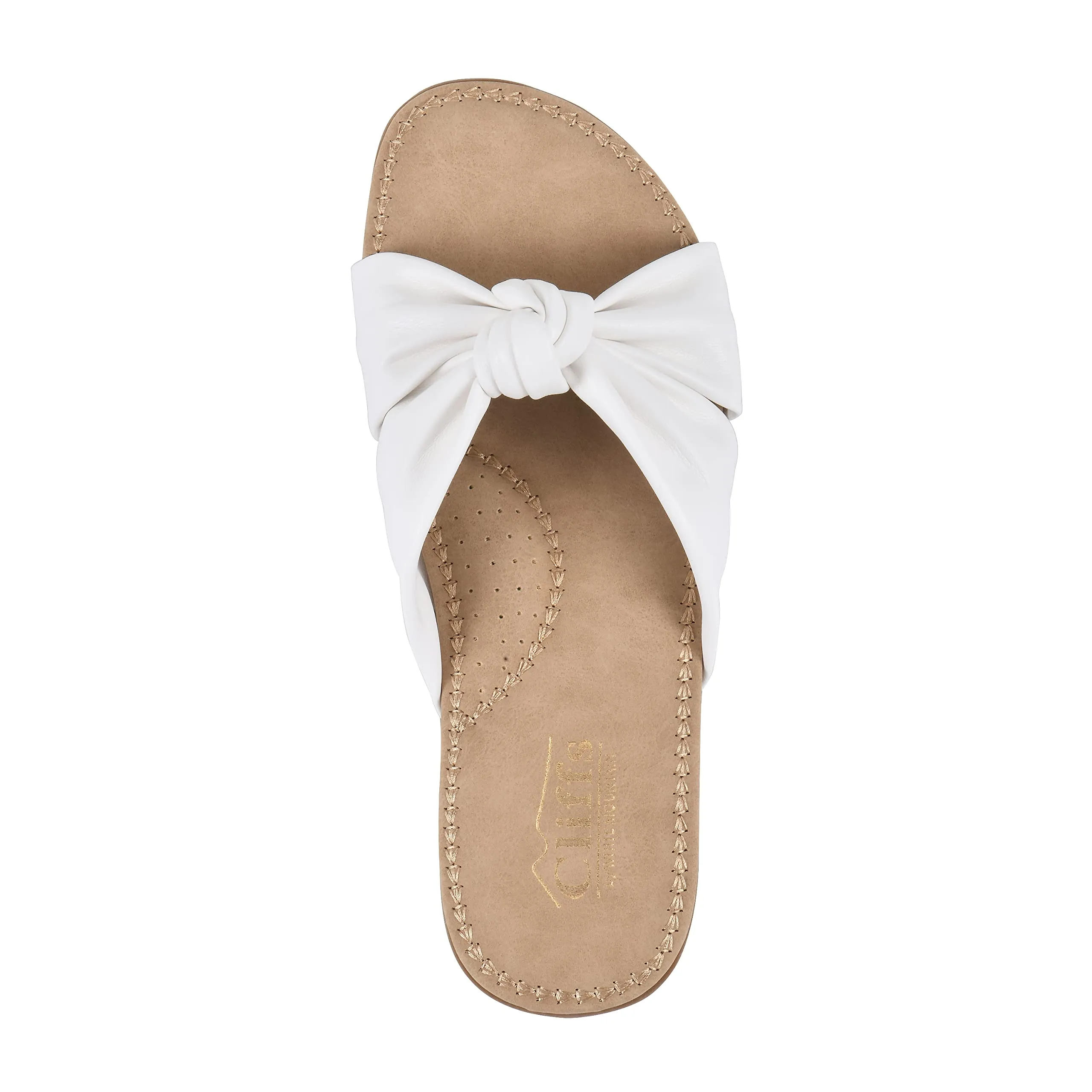 CLIFFS BY WHITE MOUNTAIN Favorite Women's Slide Sandal, White/Smooth, 8.5 M