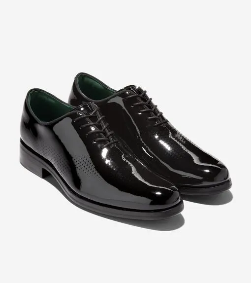 Cole Haan Men's Washington Grand Laser Wing Oxford Black Patent Leather C36777