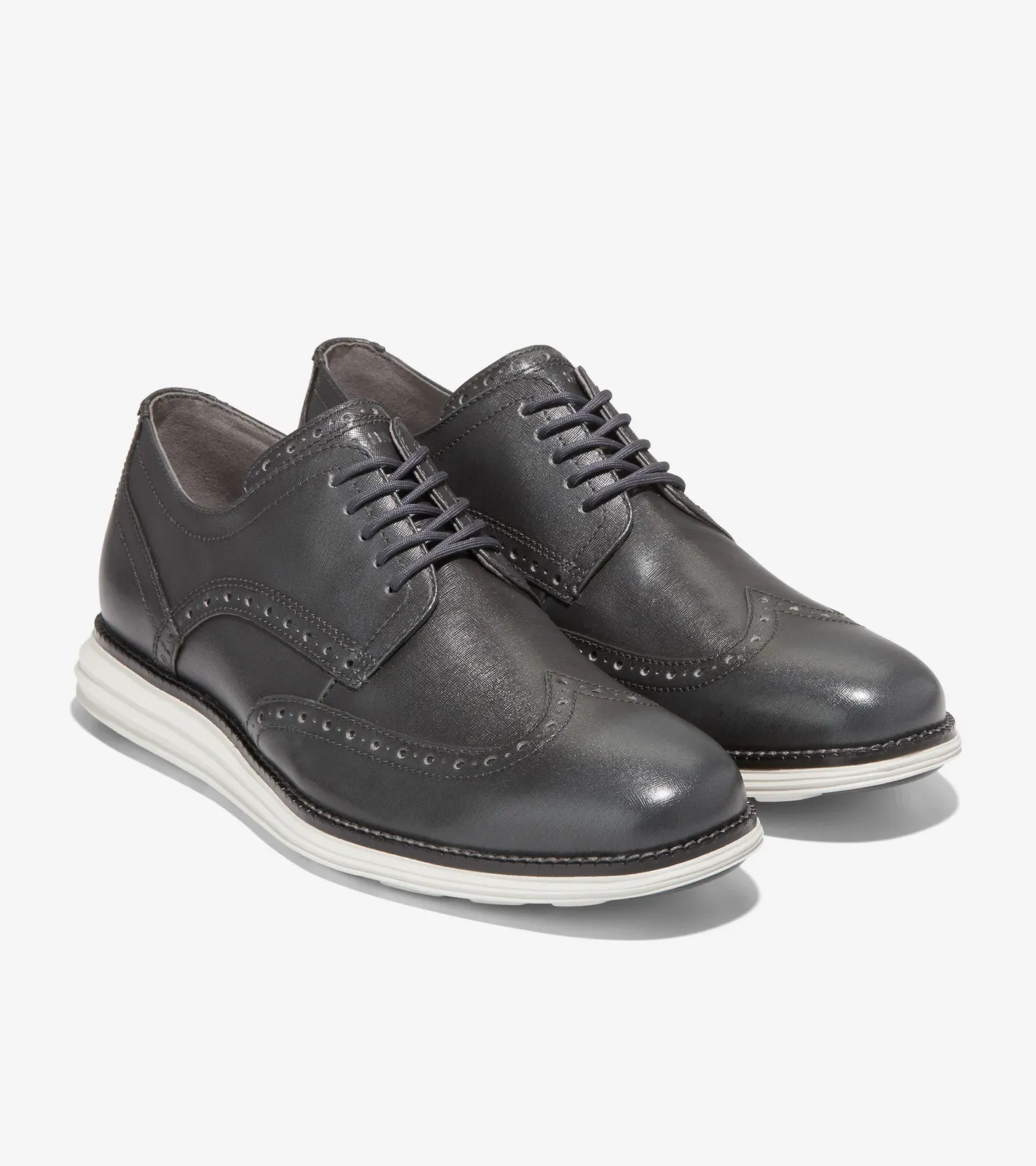 Cole Haan ØriginalGrand Wingtip Grey Pinstripe Brush-Off Silver Birch C37674