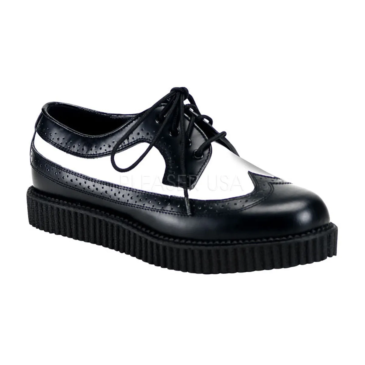 CREEPER-608 - Blk-Wht Leather