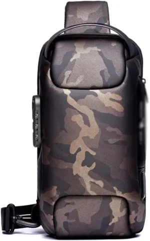 Crossbody Bag Men Waterproof Oxford Cloth Messenger Bag for Men USB Charging Anti-theft Travel Chest Pocket Shoulder Bag with Lock(MULTI-COLORED)