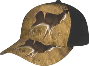 Cute Deers Print Baseball Cap for Men and Women – Curved Brim, Perfect for Outdoor, Sports, Travel, and Four Seasons Black