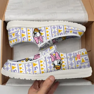 Daisy Duck Christmas Ugly Canvas Loafer Shoes