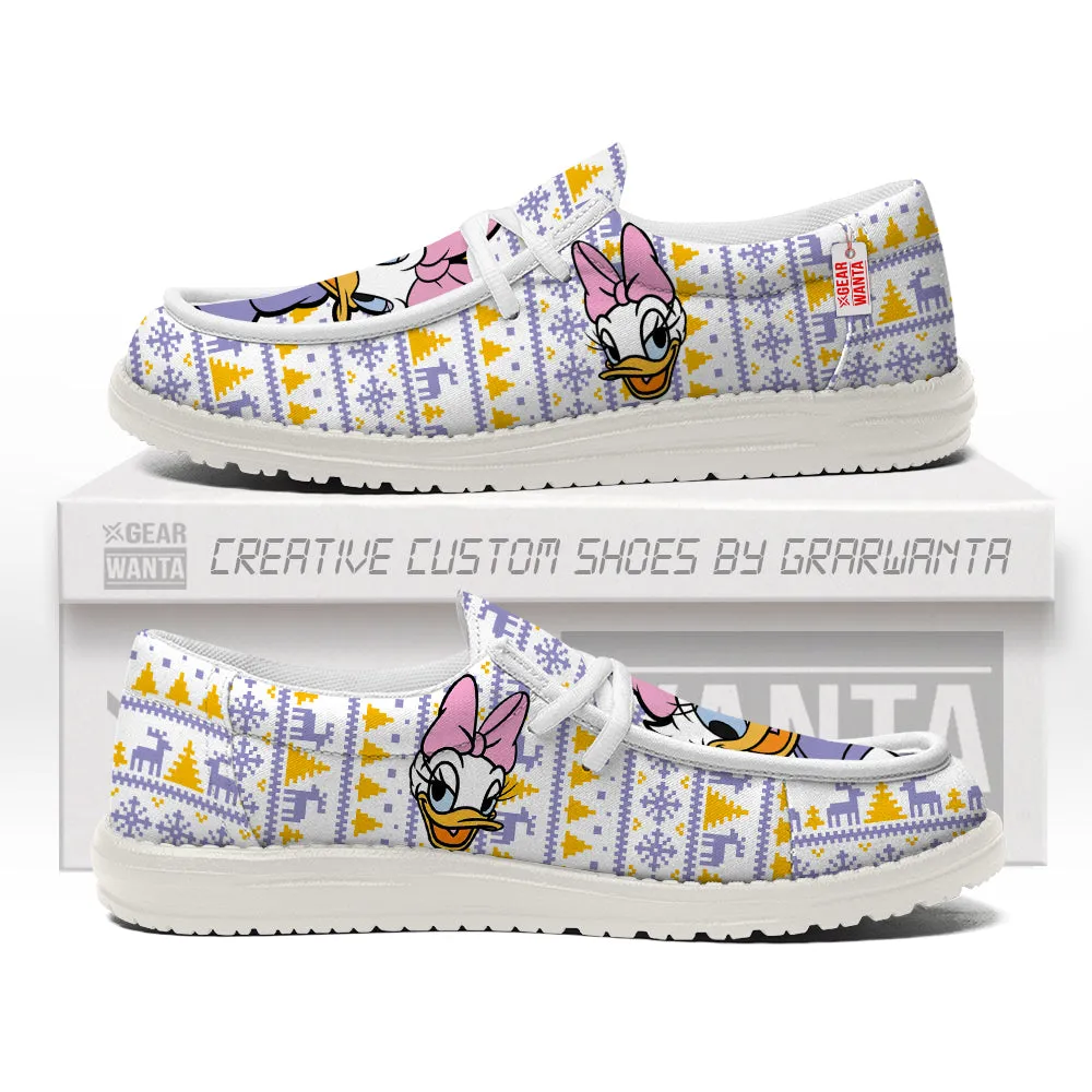 Daisy Duck Christmas Ugly Canvas Loafer Shoes