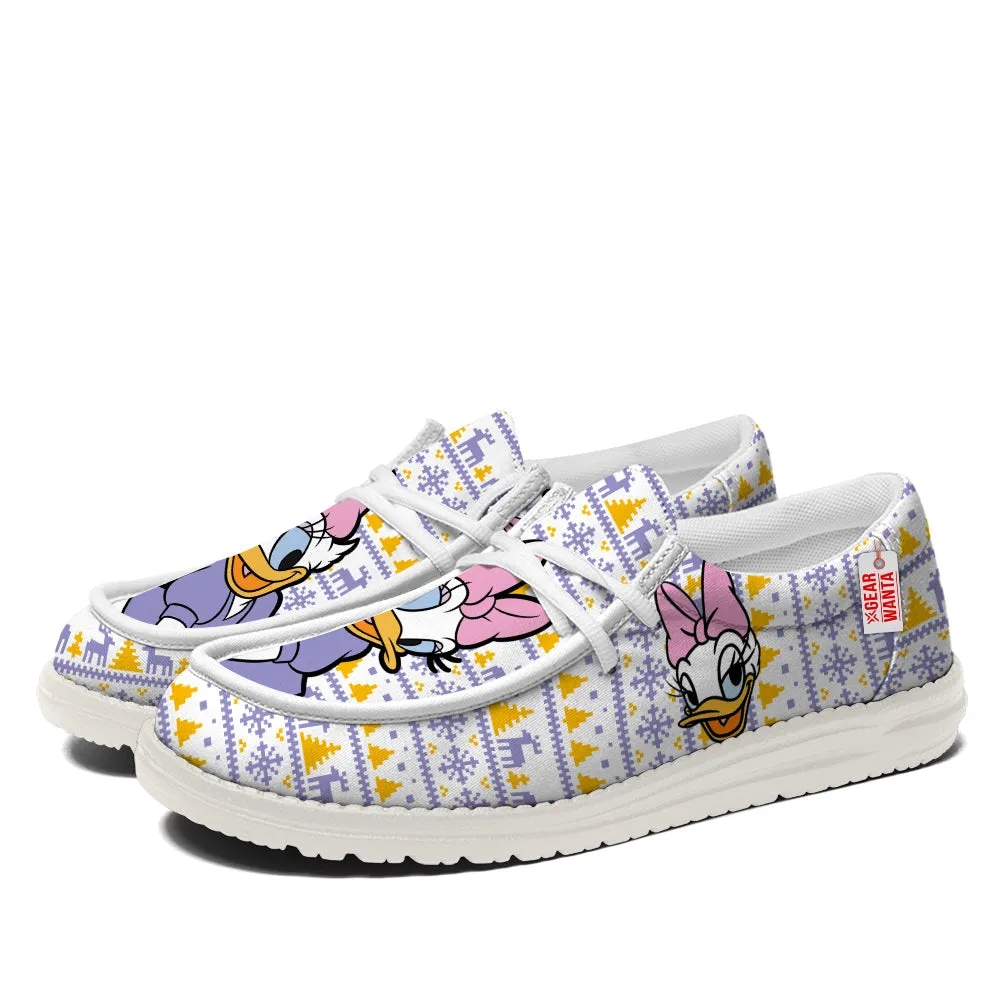 Daisy Duck Christmas Ugly Canvas Loafer Shoes