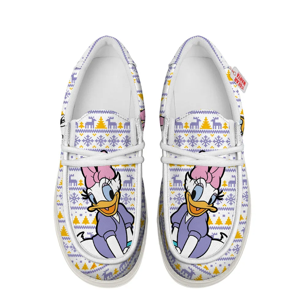 Daisy Duck Christmas Ugly Canvas Loafer Shoes