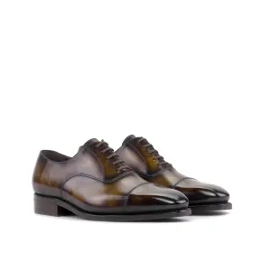 DapperFam Rafael in Tobacco Men's Hand-Painted Patina Oxford