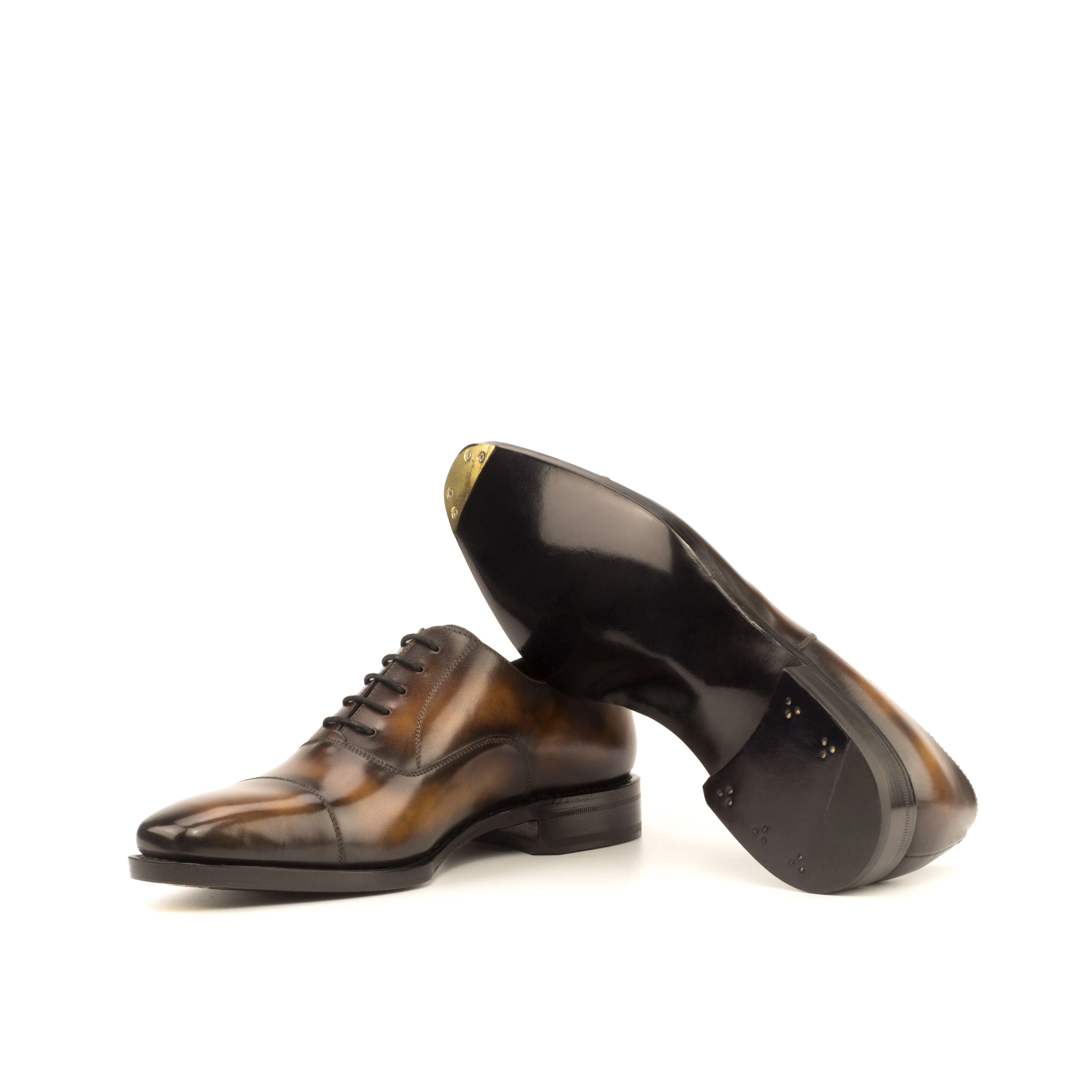 DapperFam Rafael in Tobacco Men's Hand-Painted Patina Oxford