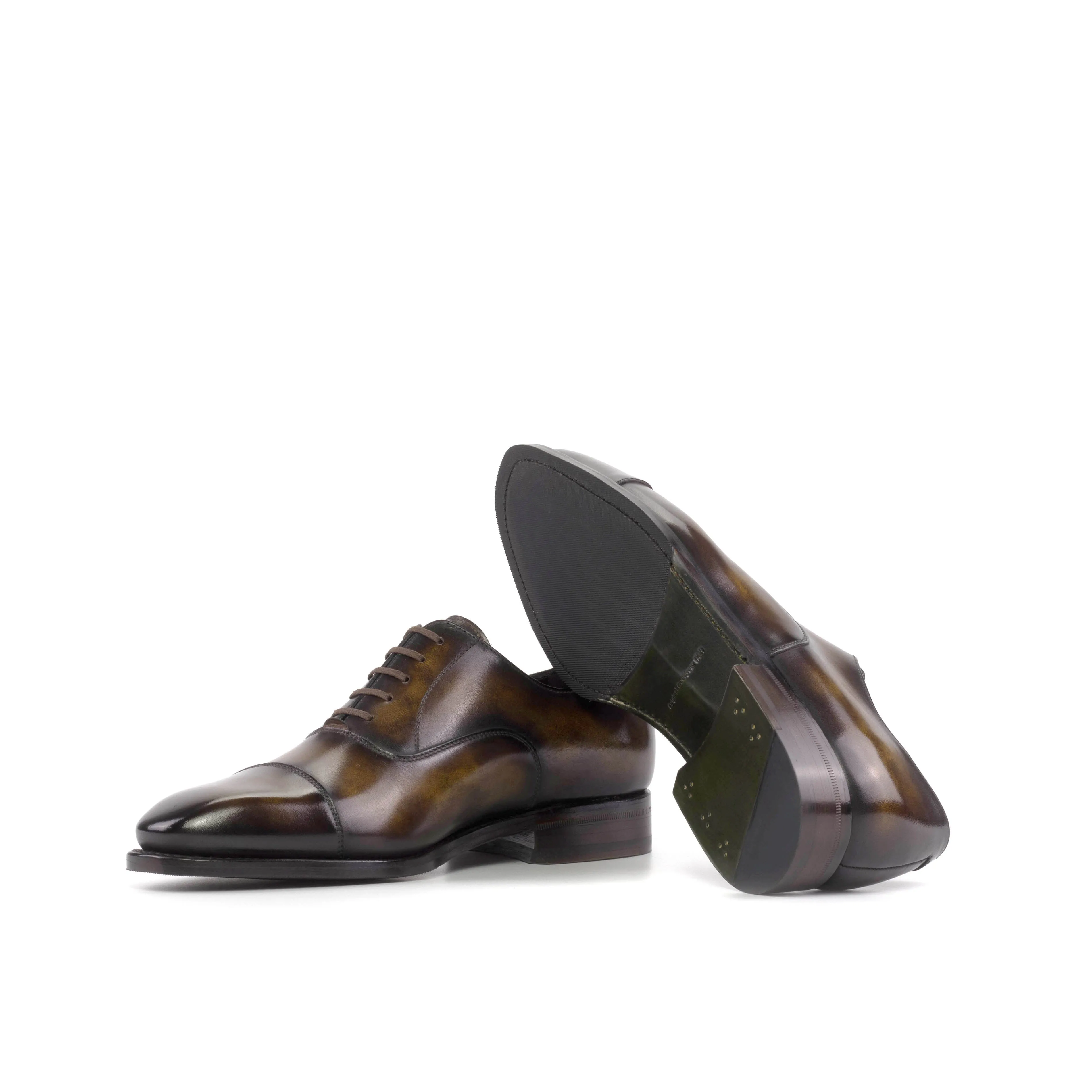 DapperFam Rafael in Tobacco Men's Hand-Painted Patina Oxford
