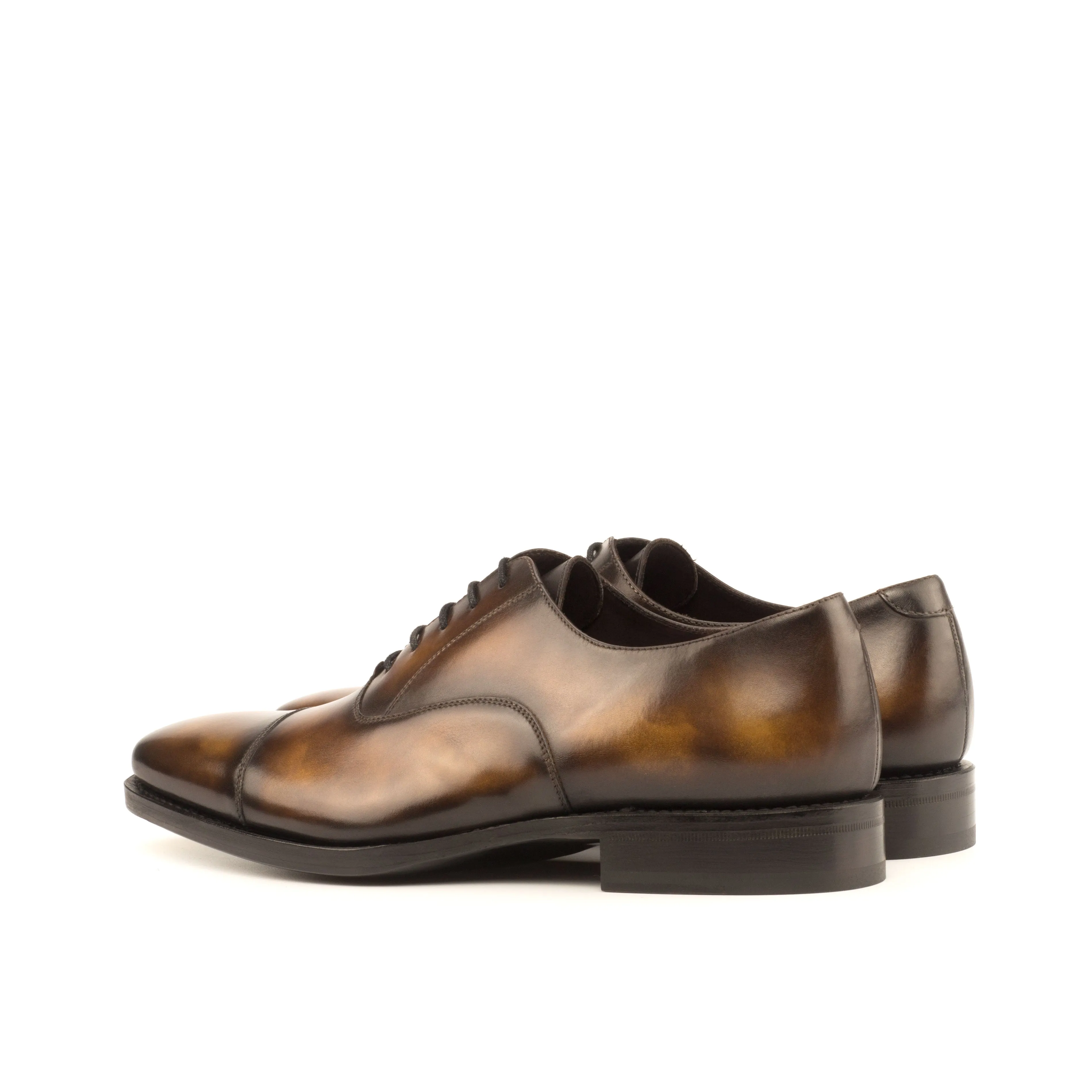 DapperFam Rafael in Tobacco Men's Hand-Painted Patina Oxford